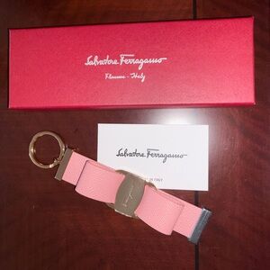 Salvatore Ferragamo Pink and Gold Key Holder